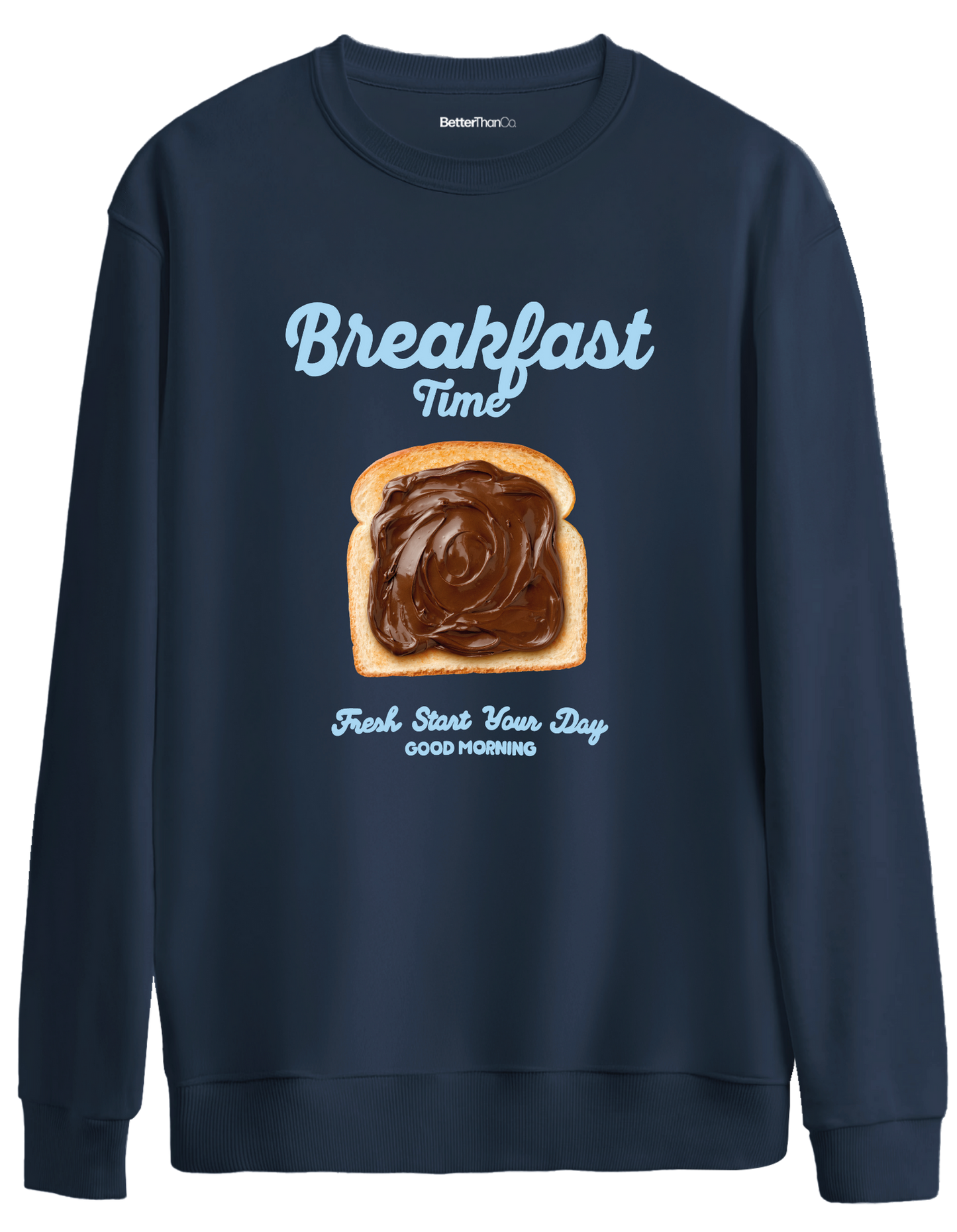 Breakfast Time Baskılı Bisiklet Yaka Oversize Sweatshirt