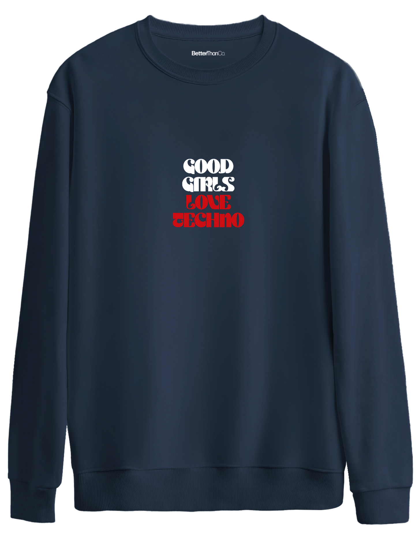 Techno Baskılı Bisiklet Yaka Oversize Sweatshirt