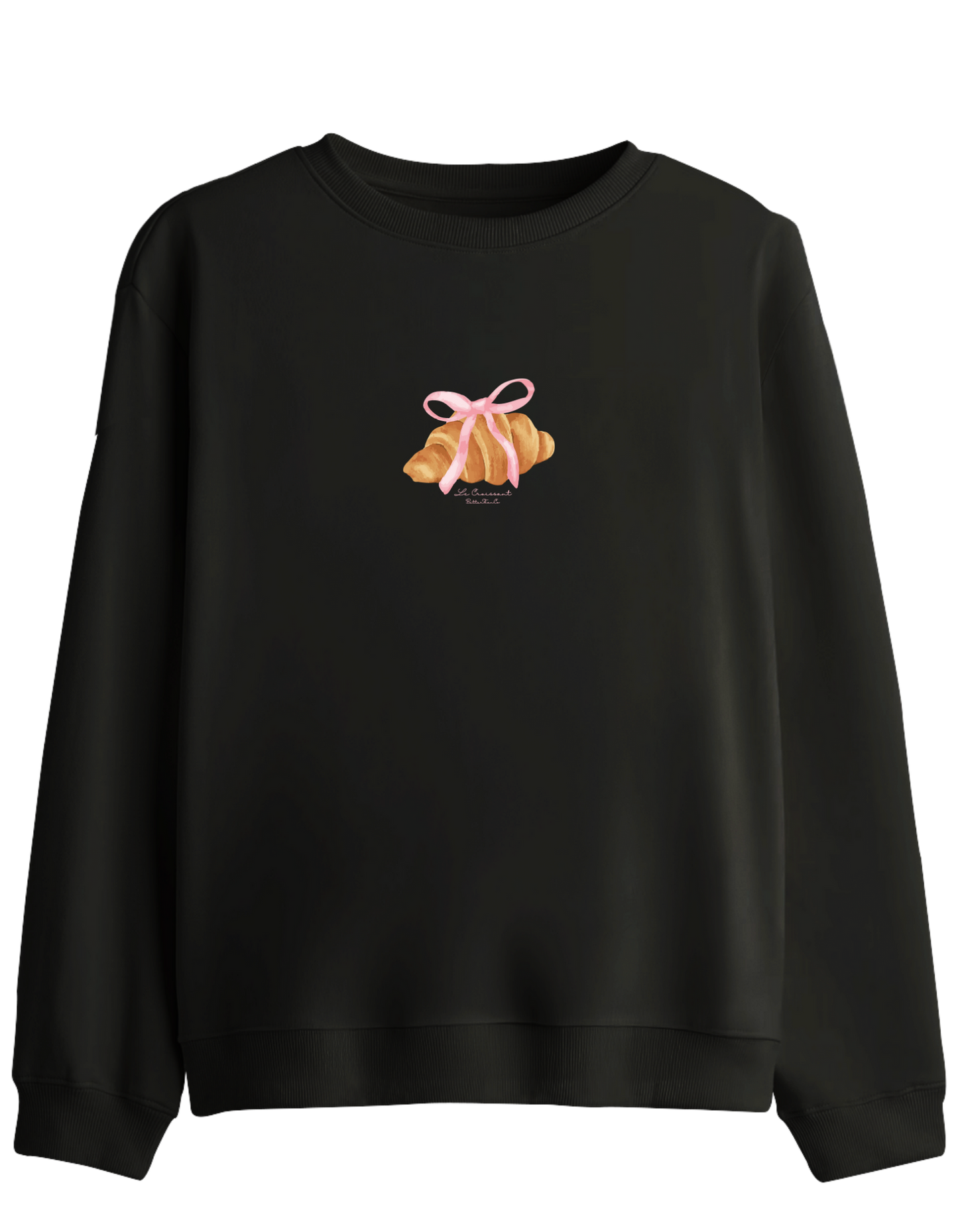 Kruvasan Baskılı Bisiklet Yaka Sweatshirt