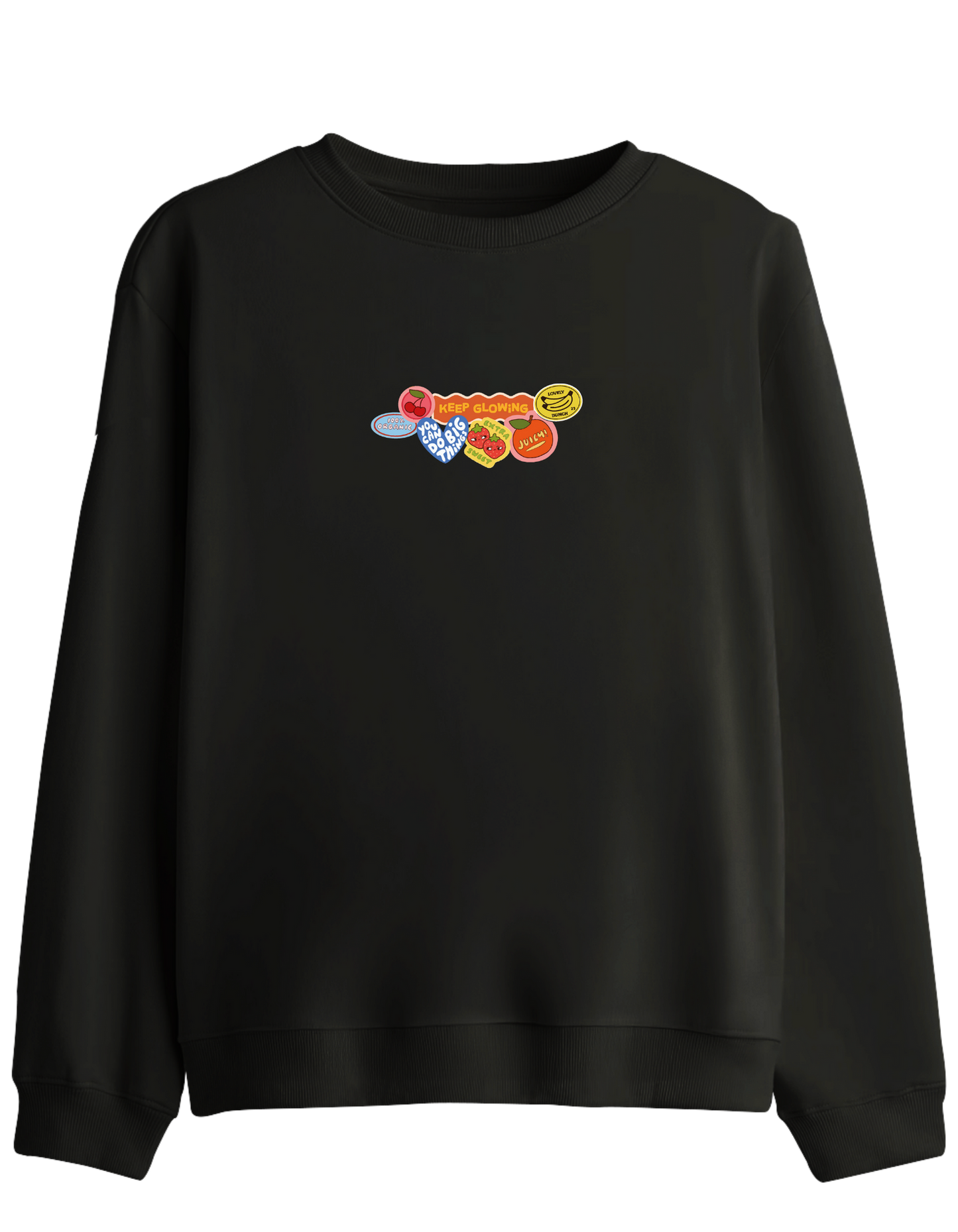 Fruits Baskılı Bisiklet Yaka Sweatshirt