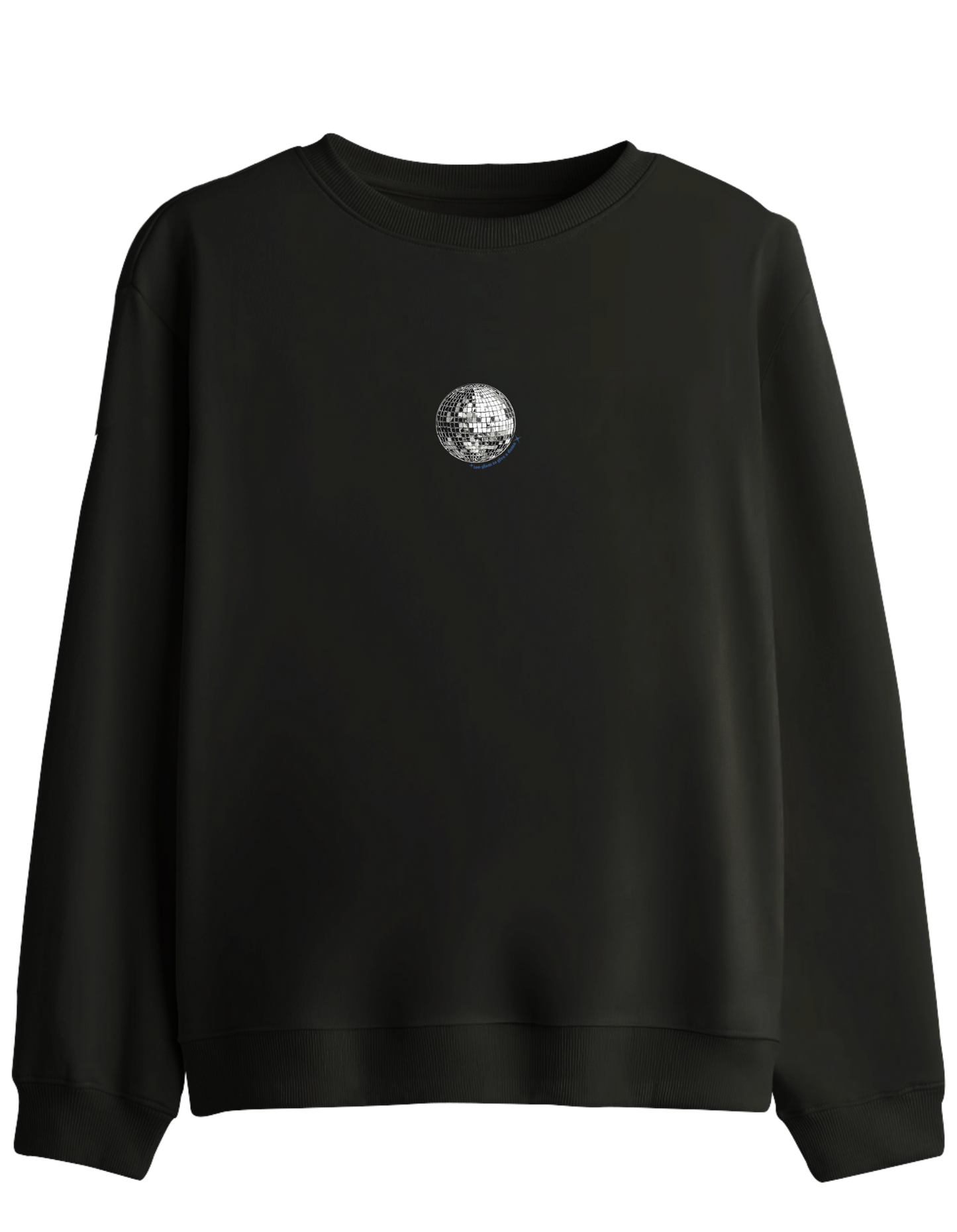 Disco Baskılı Bisiklet Yaka Sweatshirt