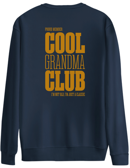 Cool Grandma Club Baskılı Bisiklet Yaka Oversize Sweatshirt