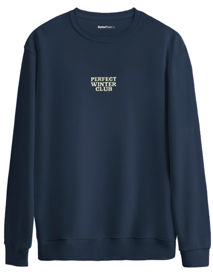 Winter Club Baskılı Bisiklet Yaka Oversize Sweatshirt