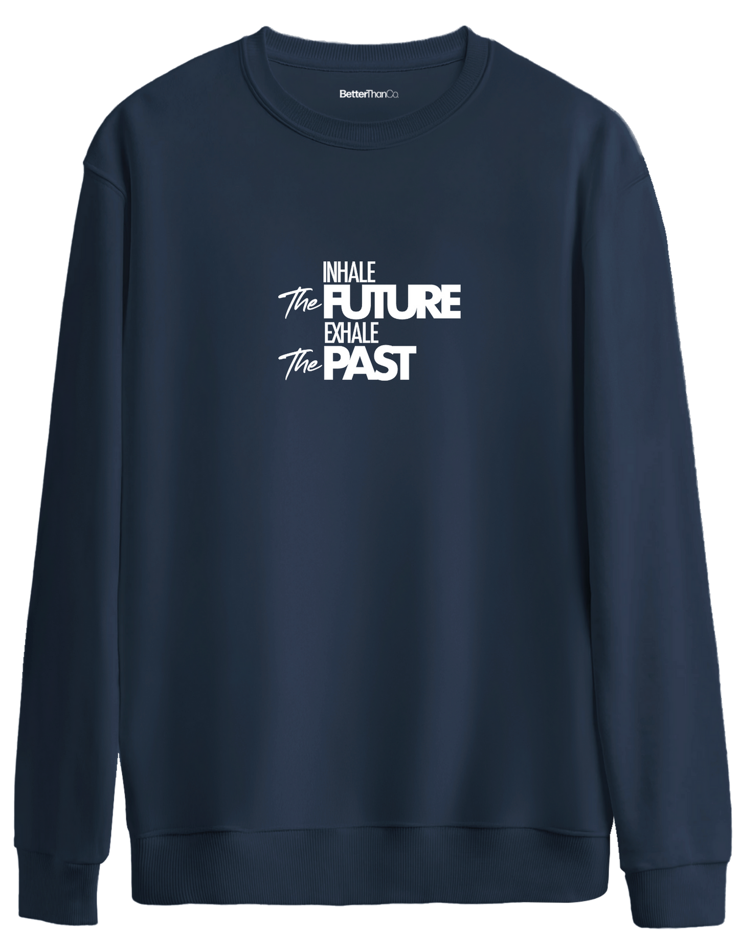 Inhale Exhale Baskılı Bisiklet Yaka Oversize Sweatshirt