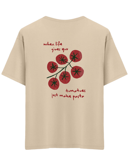 Tomatoes Baskılı Bisiklet Yaka Oversize T-shirt