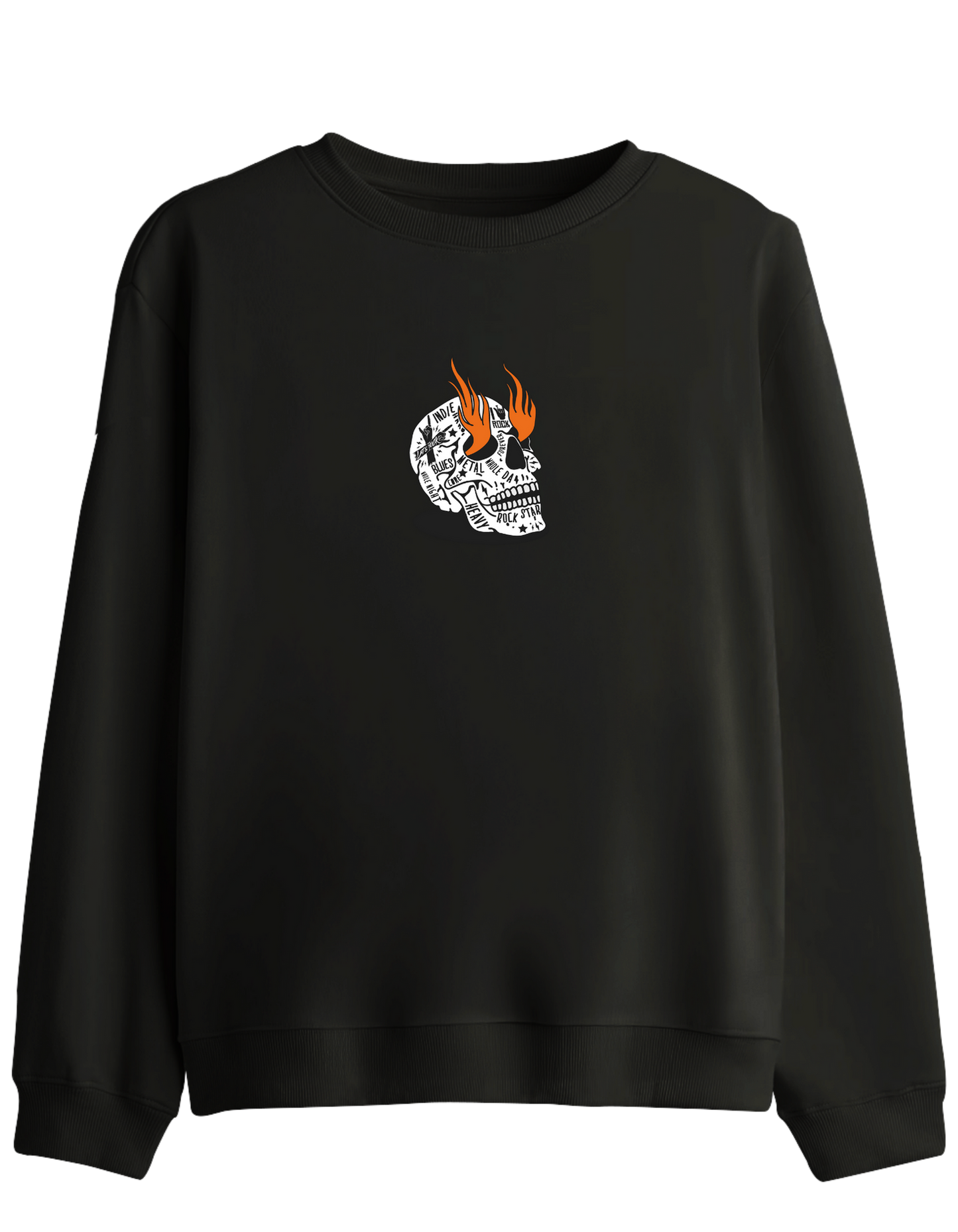 Rock Star Baskılı Bisiklet Yaka Sweatshirt