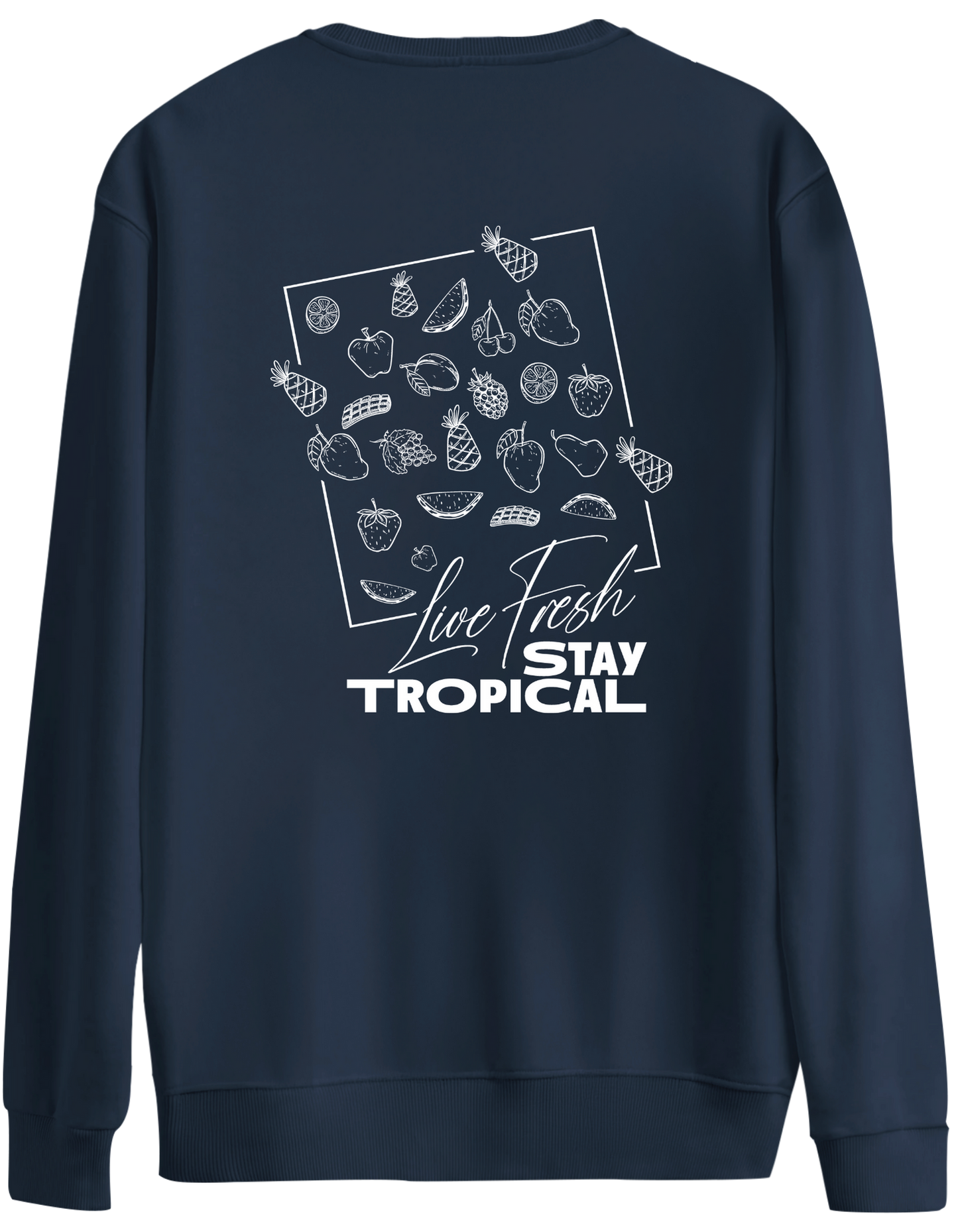 Tropical Baskılı Bisiklet Yaka Oversize Sweatshirt