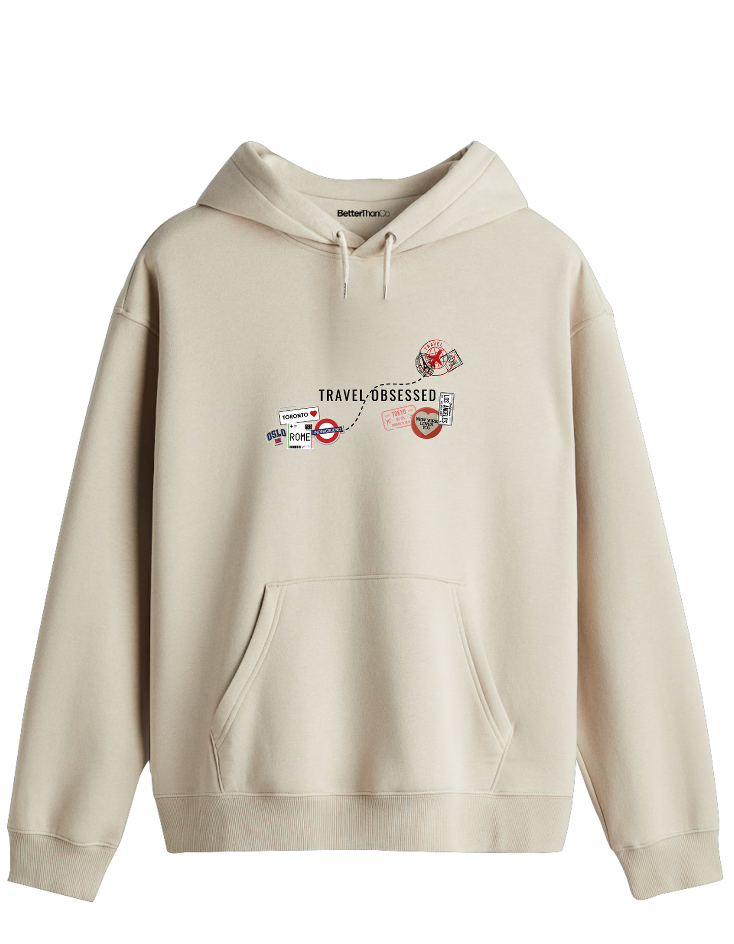 Travel Obsessed Baskılı Unisex Kapüşonlu Yaka Hoodie