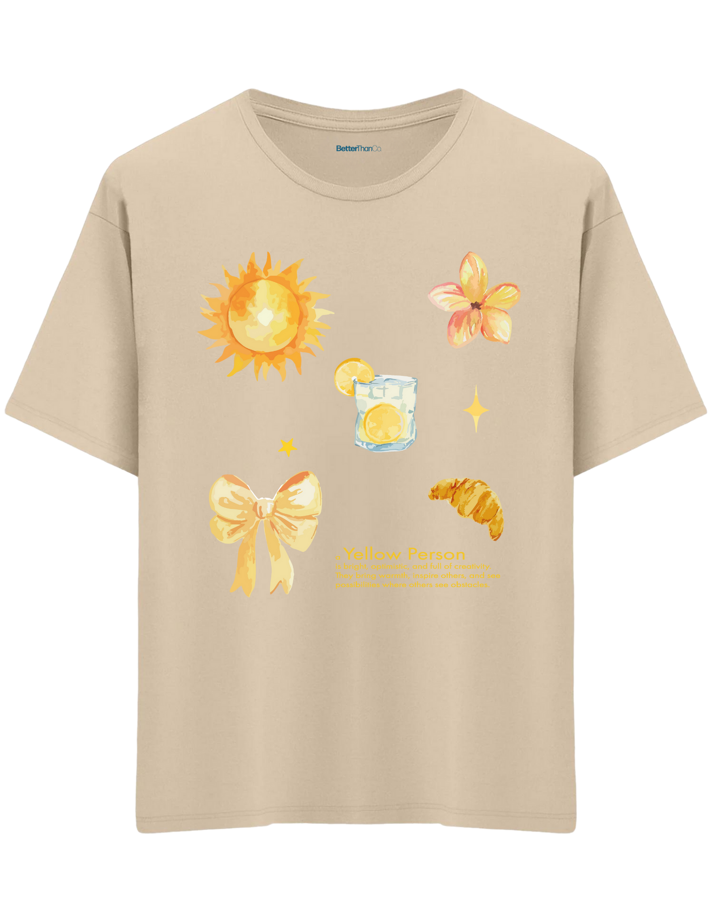 Yellow Person Baskılı Bisiklet Yaka Oversize T-shirt