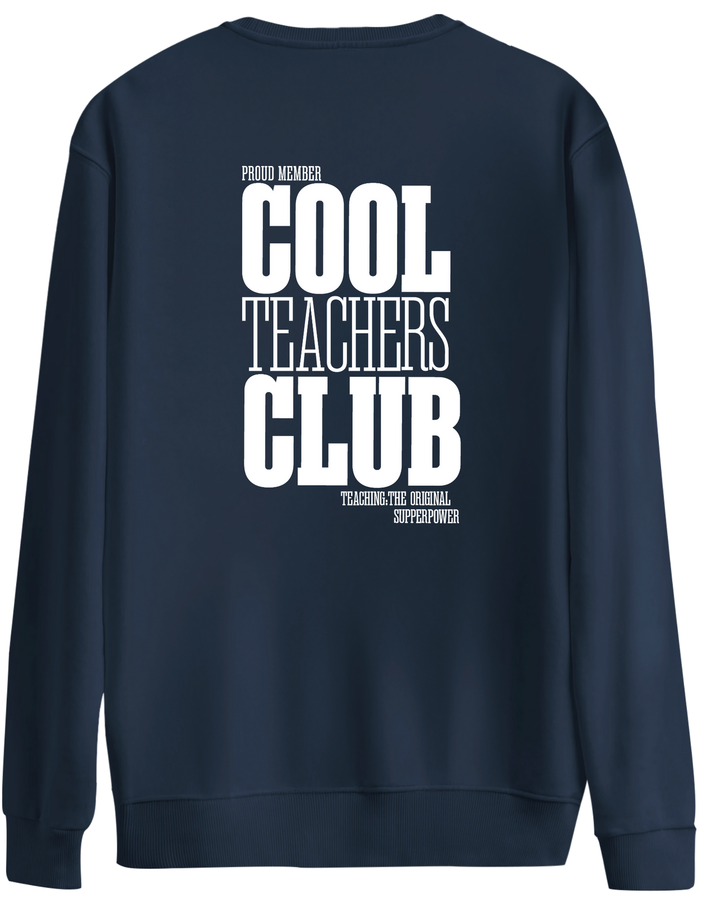 Cool Teachers Club Baskılı Bisiklet Yaka Oversize Sweatshirt