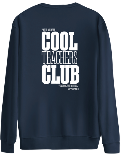 Cool Teachers Club Baskılı Bisiklet Yaka Oversize Sweatshirt