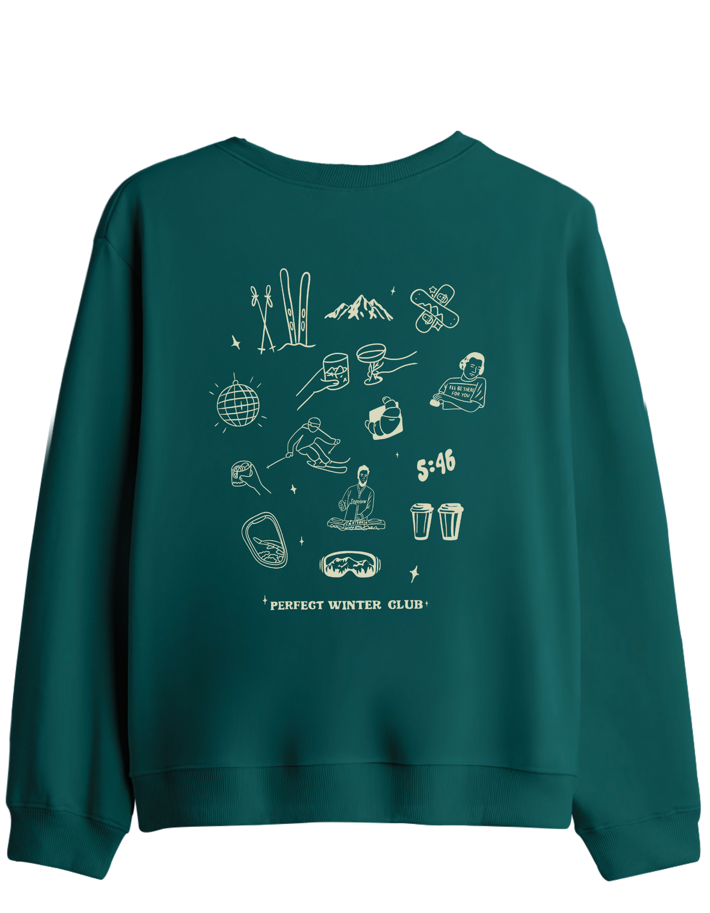 Winter Club Baskılı Bisiklet Yaka Sweatshirt