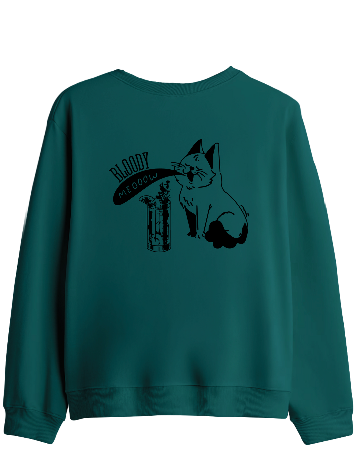 Bloody Meow Baskılı Bisiklet Yaka Sweatshirt