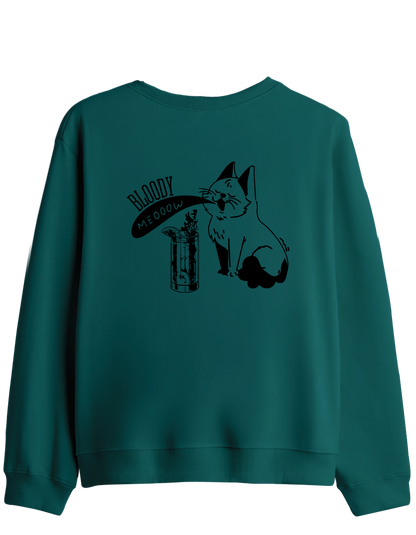 Bloody Meow Baskılı Bisiklet Yaka Sweatshirt
