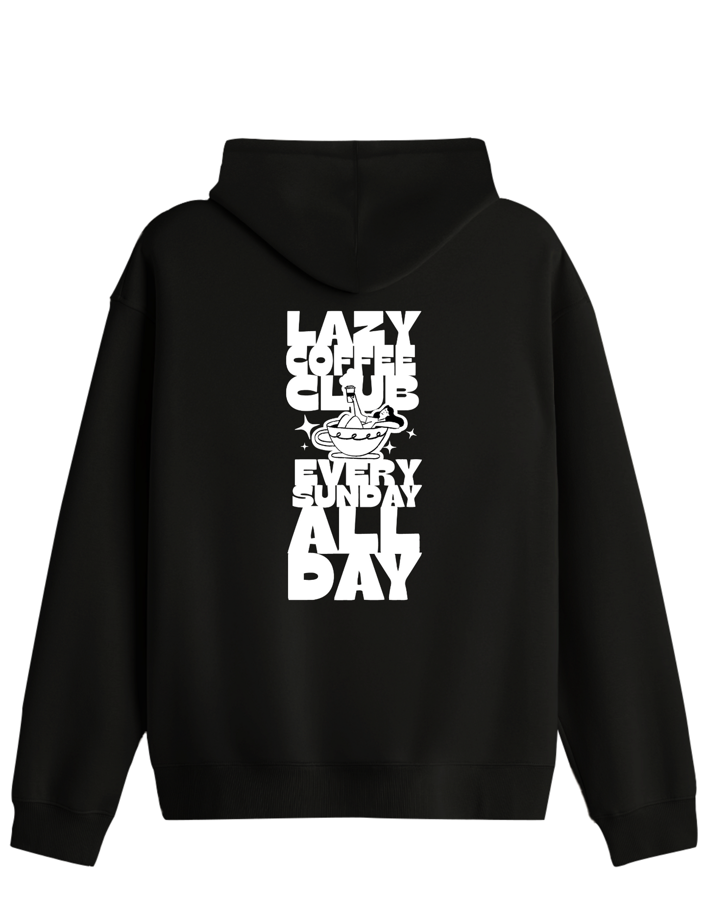 Lazy Coffee Club Baskılı Unisex Kapüşonlu Yaka Hoodie