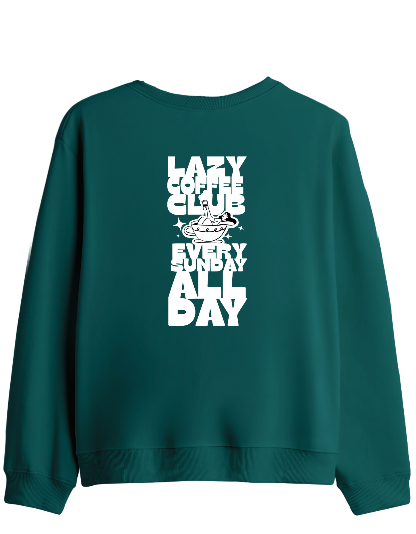 Lazy Coffee Club Baskılı Bisiklet Yaka Sweatshirt