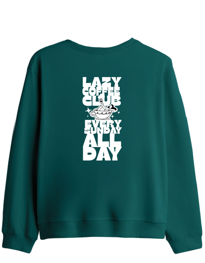 Lazy Coffee Club Baskılı Bisiklet Yaka Sweatshirt
