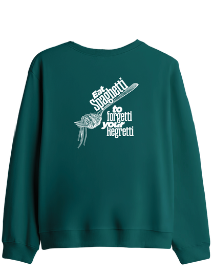 Spaghetti Baskılı Bisiklet Yaka Sweatshirt