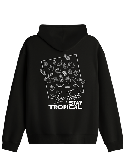 Tropical Baskılı Unisex Kapüşonlu Yaka Hoodie