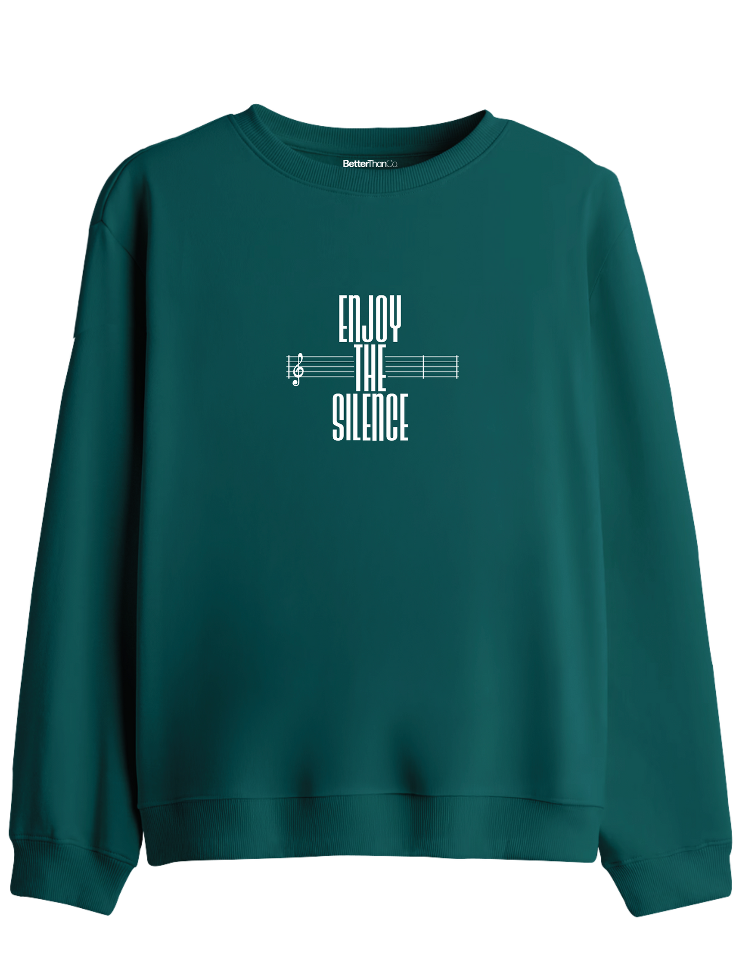 Enjoy The Silence Baskılı Bisiklet Yaka Sweatshirt
