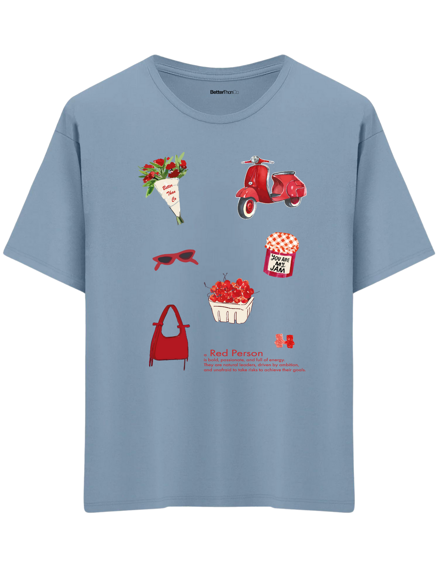 Red Person Baskılı Bisiklet Yaka Oversize T-shirt