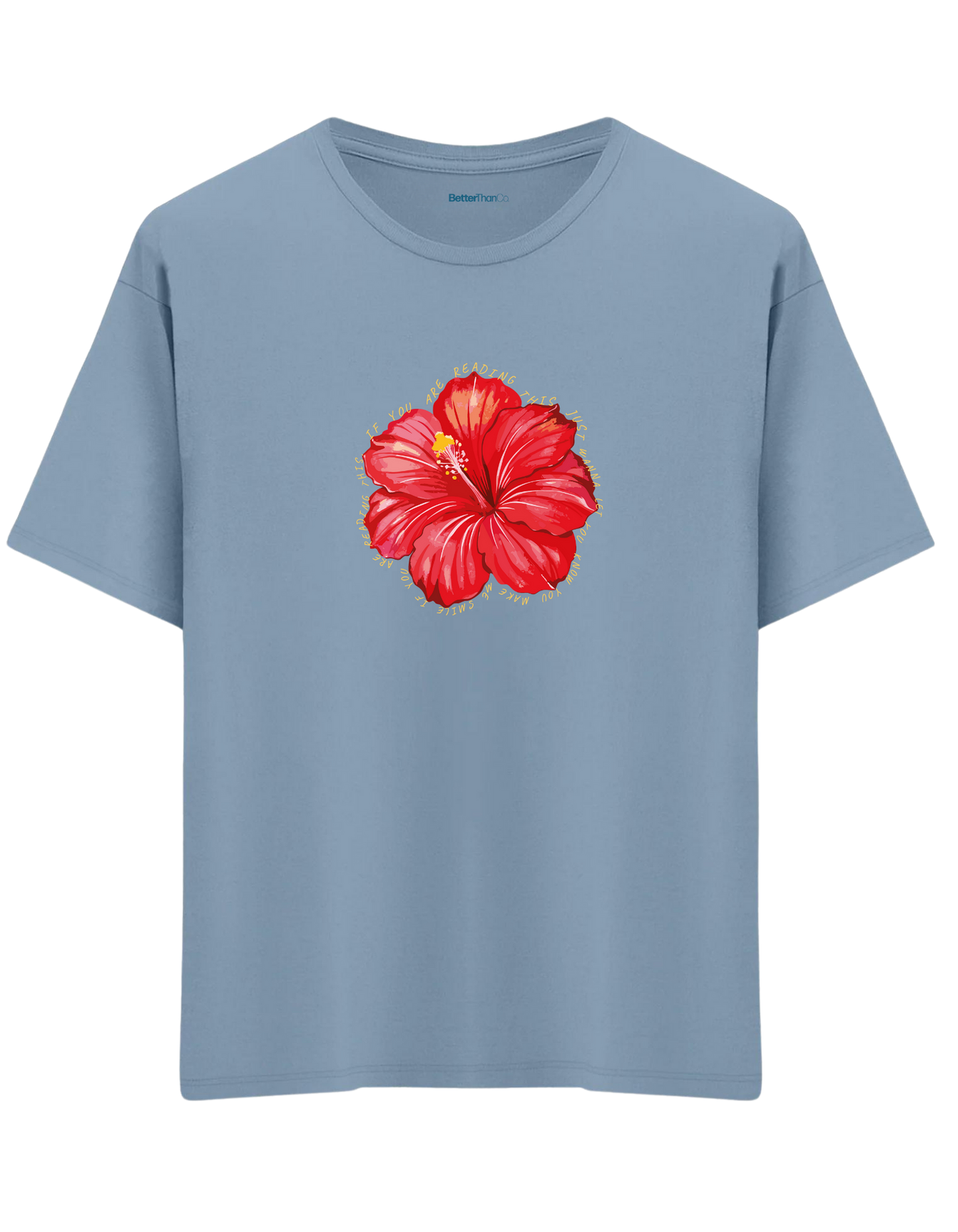 Garden Whisper Baskılı Bisiklet Yaka Oversize T-shirt