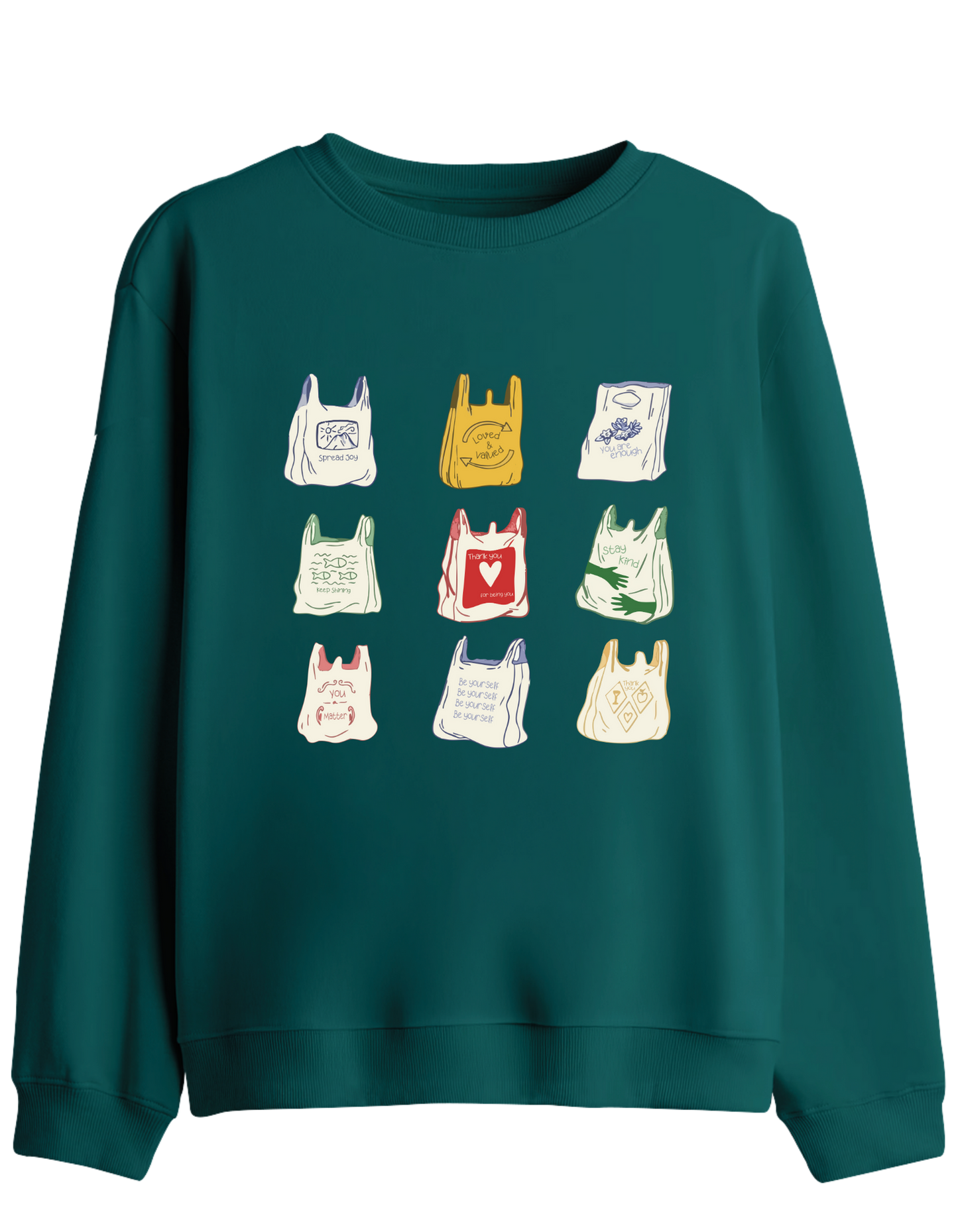 Bags Baskılı Bisiklet Yaka Sweatshirt