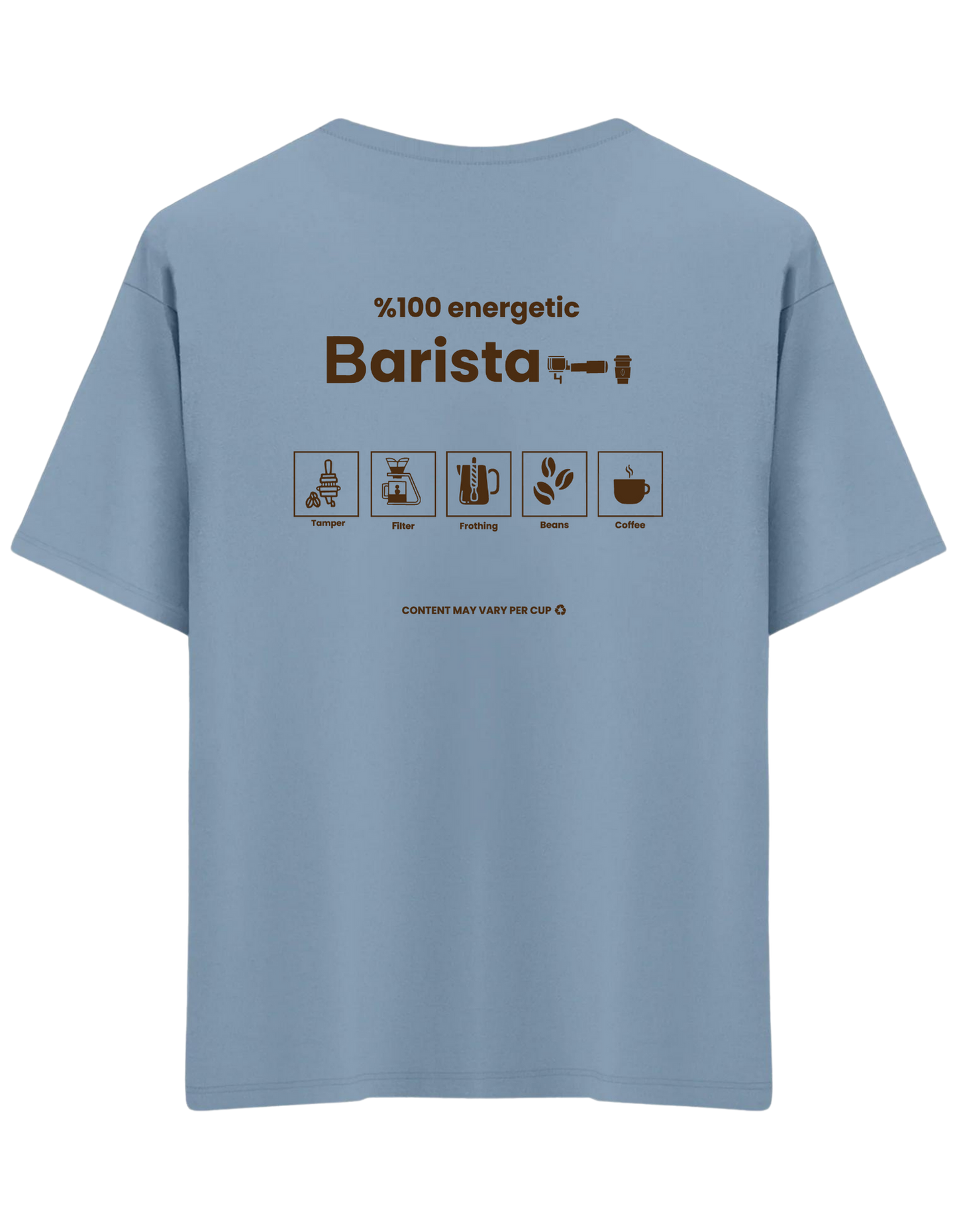 Barista Baskılı Bisiklet Yaka Oversize T-shirt