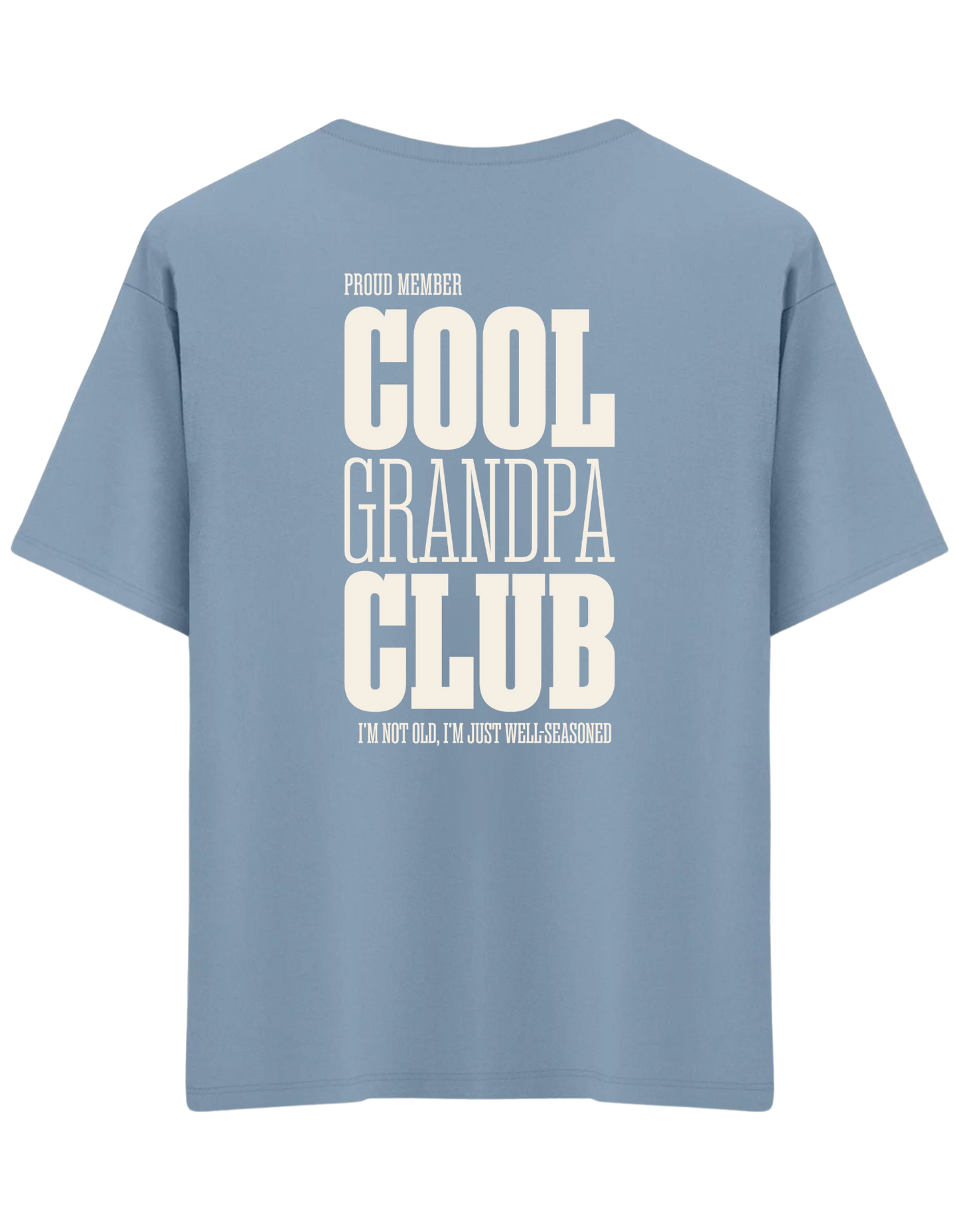 Cool Grandpa Club Baskılı Bisiklet Yaka Oversize T-shirt