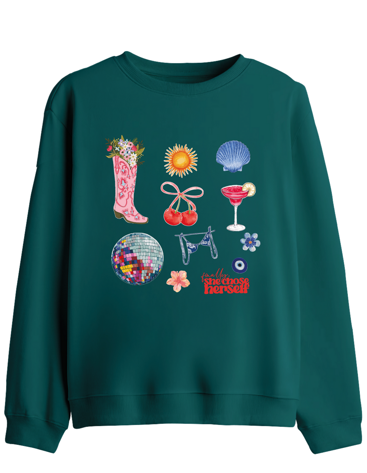 Self Love Baskılı Bisiklet Yaka Sweatshirt