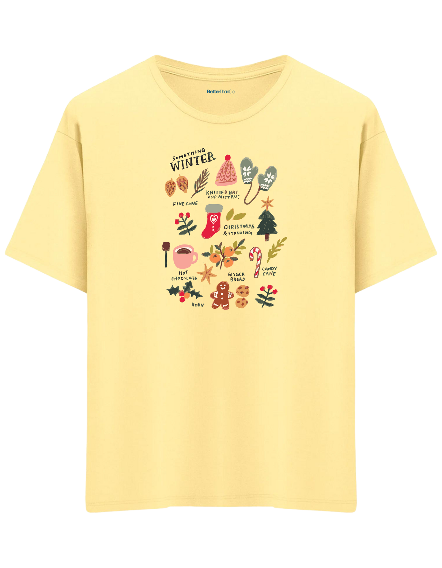 Winter Baskılı Bisiklet Yaka Oversize T-shirt