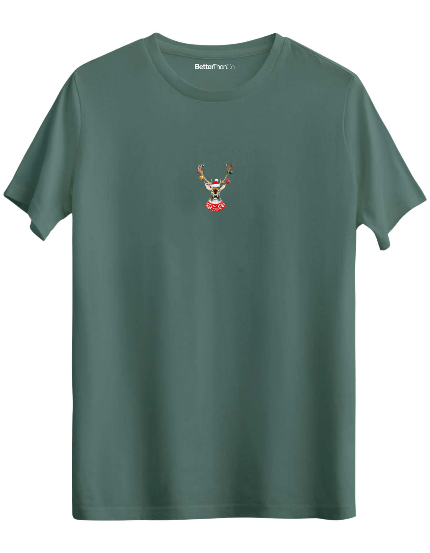 Reindeer Baskılı Bisiklet Yaka Regular T-shirt
