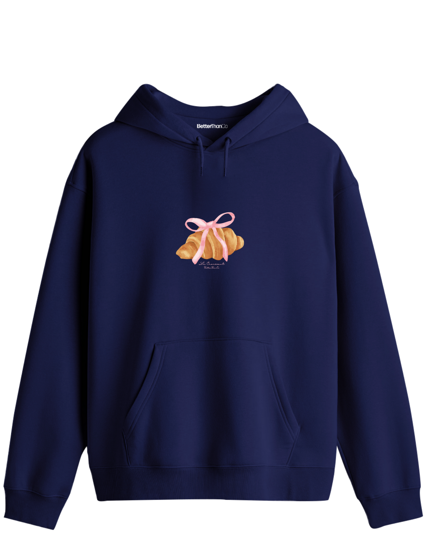 Kruvasan Baskılı Unisex Kapüşonlu Yaka Hoodie