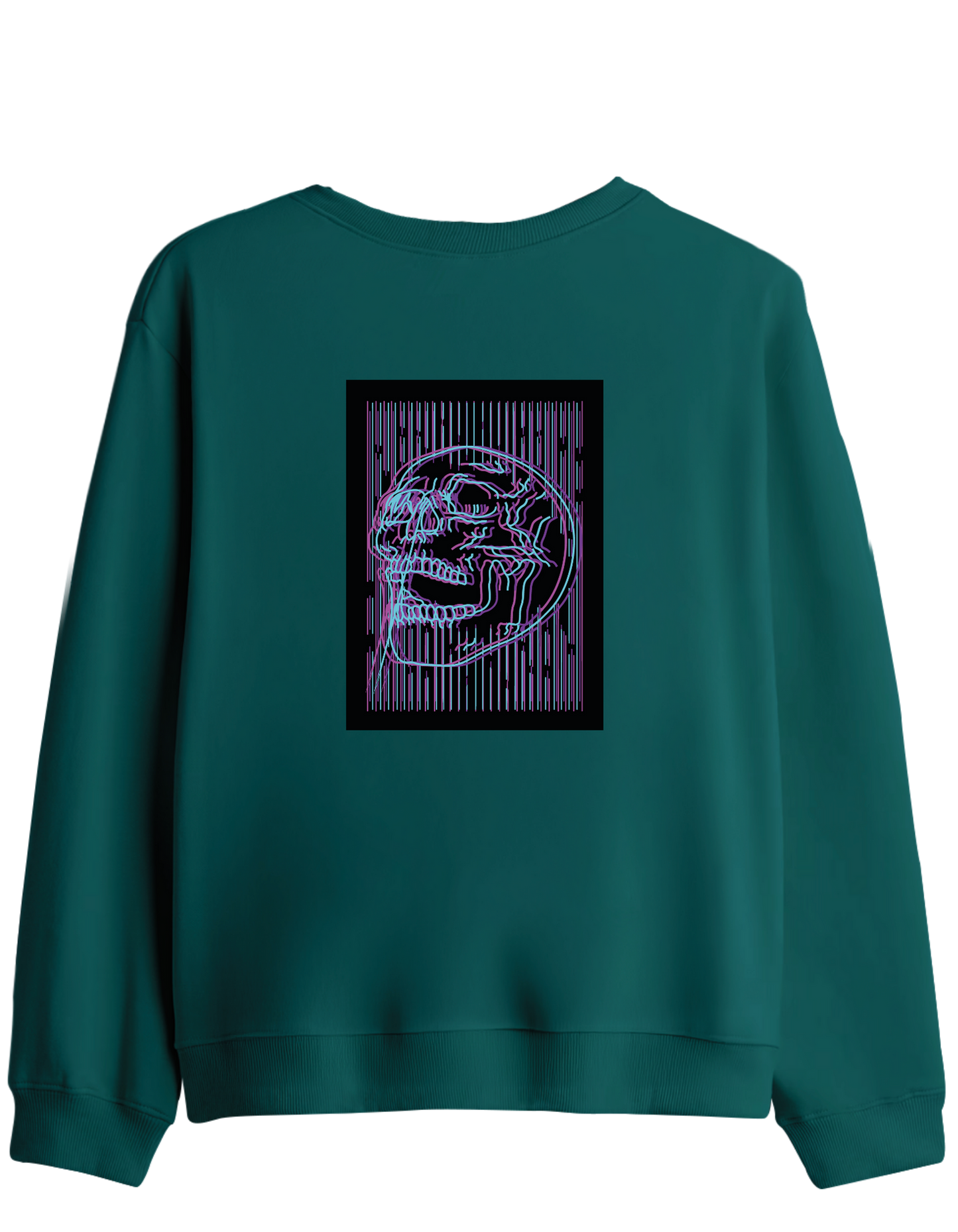 Neon Baskılı Bisiklet Yaka Sweatshirt