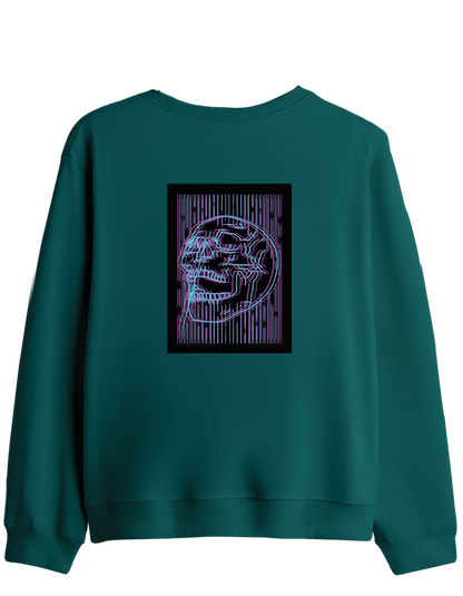 Neon Baskılı Bisiklet Yaka Sweatshirt