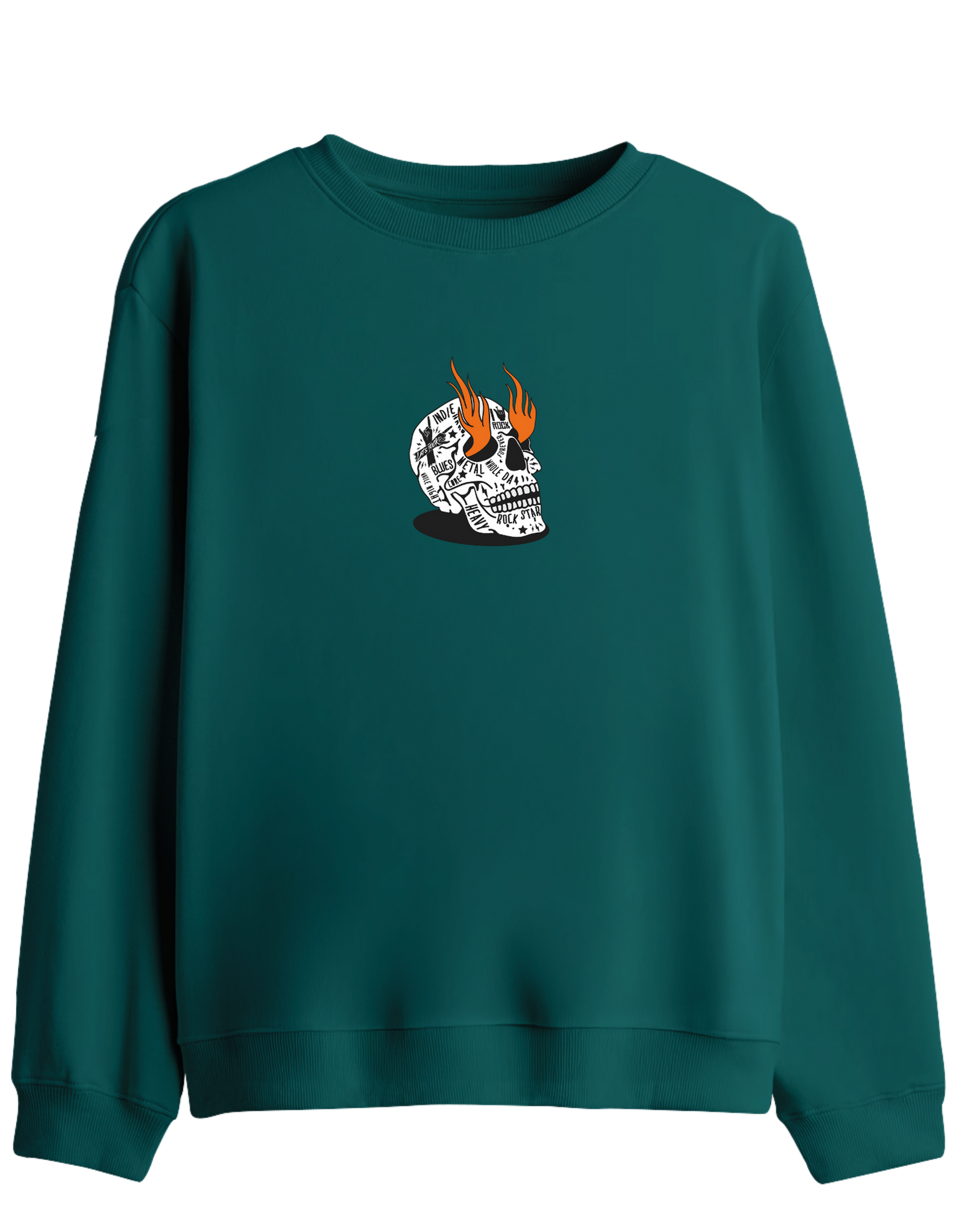 Rock Star Baskılı Bisiklet Yaka Sweatshirt