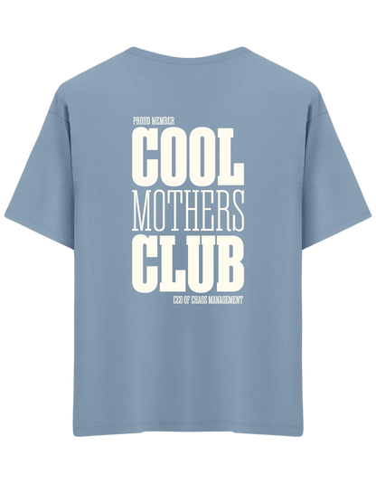 Cool Mothers Club Baskılı Bisiklet Yaka Oversize T-shirt
