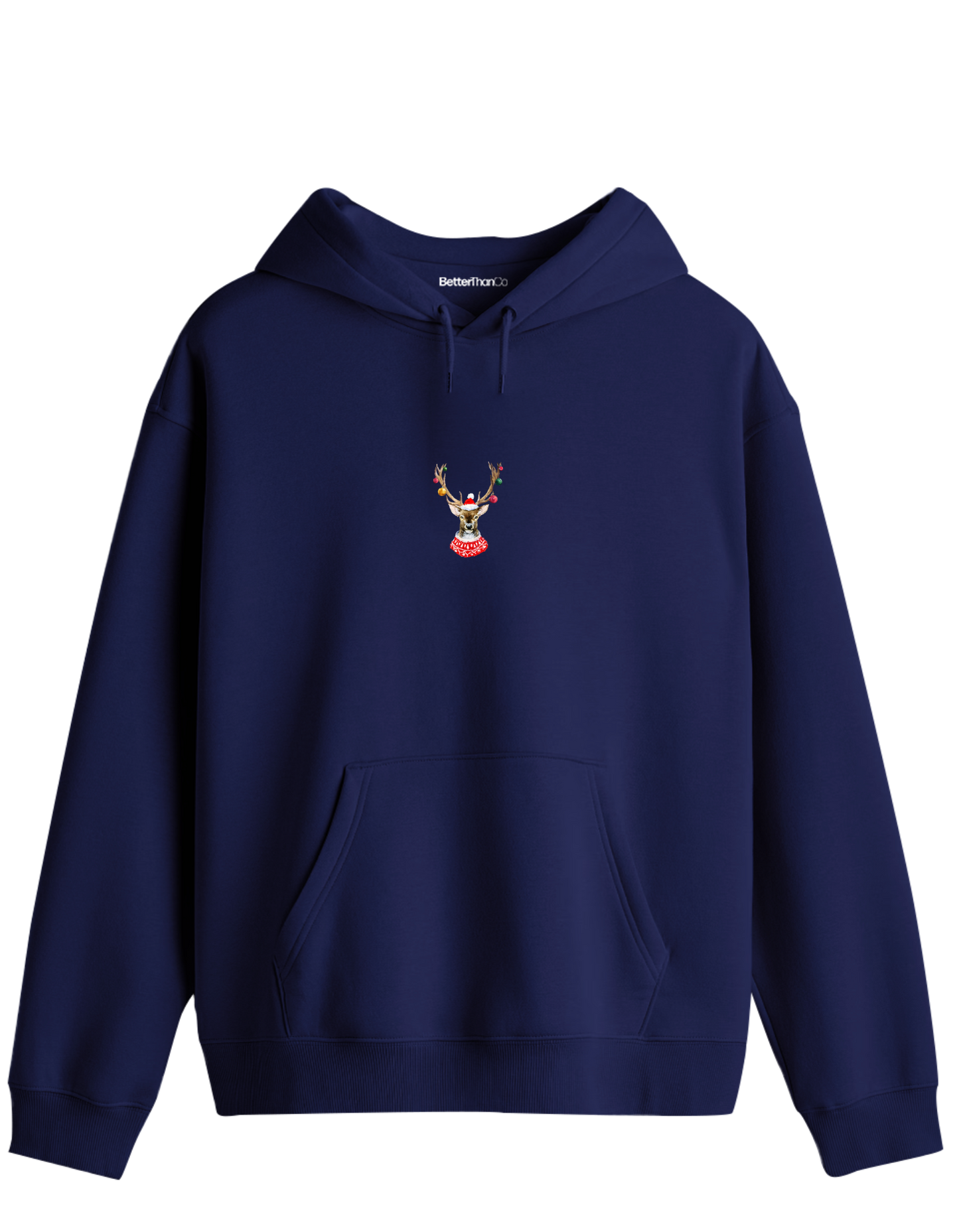 Reindeer Baskılı Unisex Kapüşonlu Yaka Hoodie