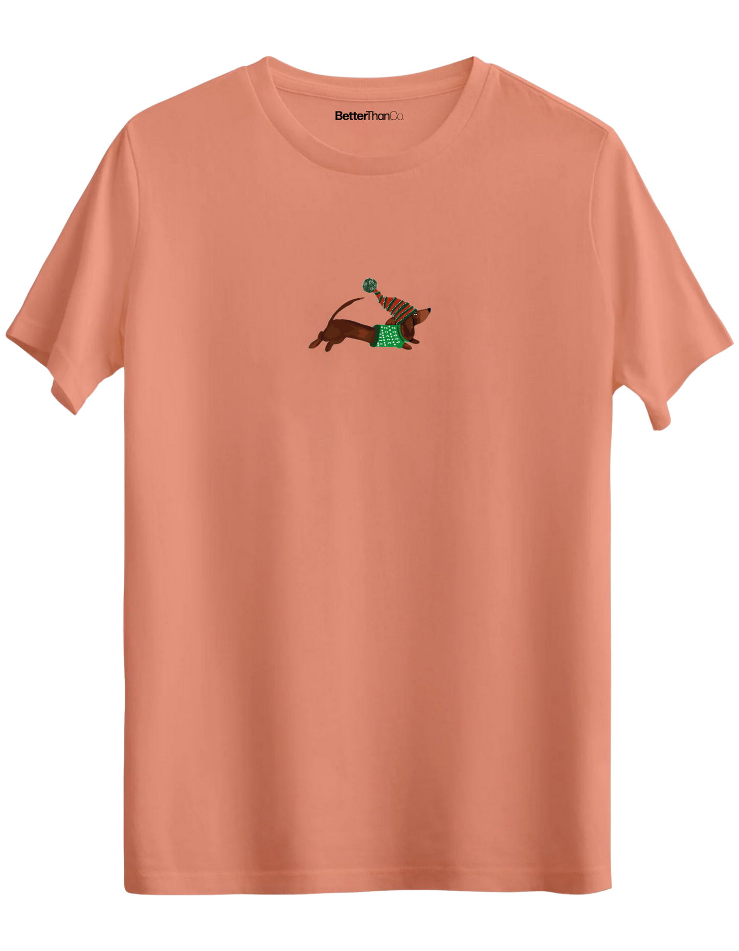 Santa Sausage Dog Baskılı Bisiklet Yaka Regular T-shirt