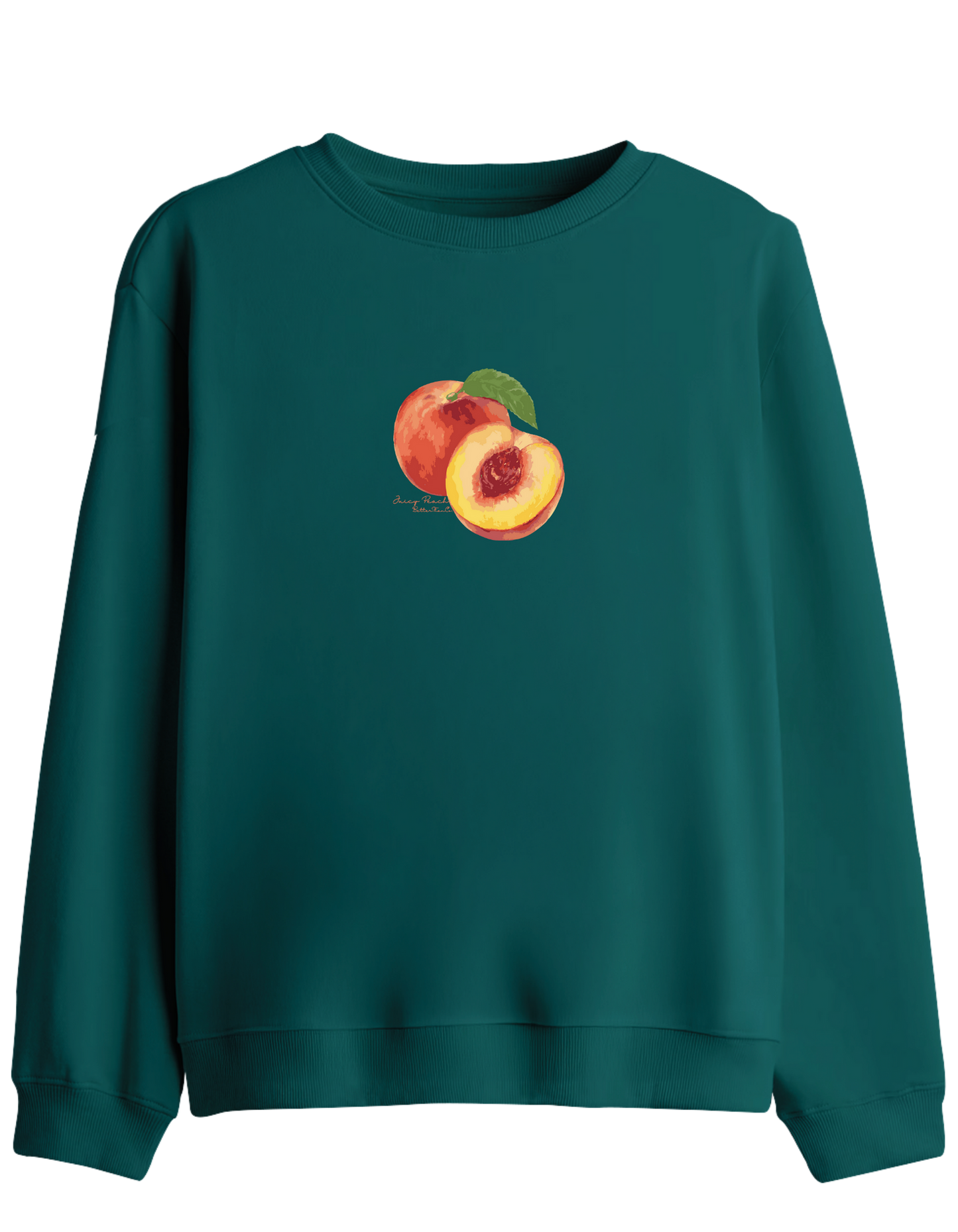 Peach Baskılı Bisiklet Yaka Sweatshirt