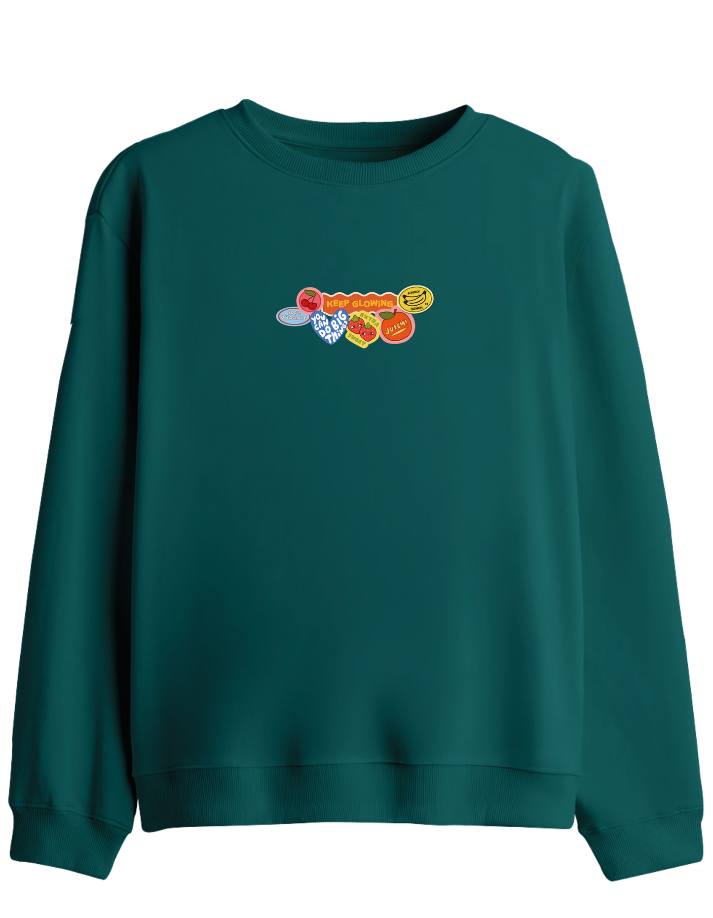Fruits Baskılı Bisiklet Yaka Sweatshirt