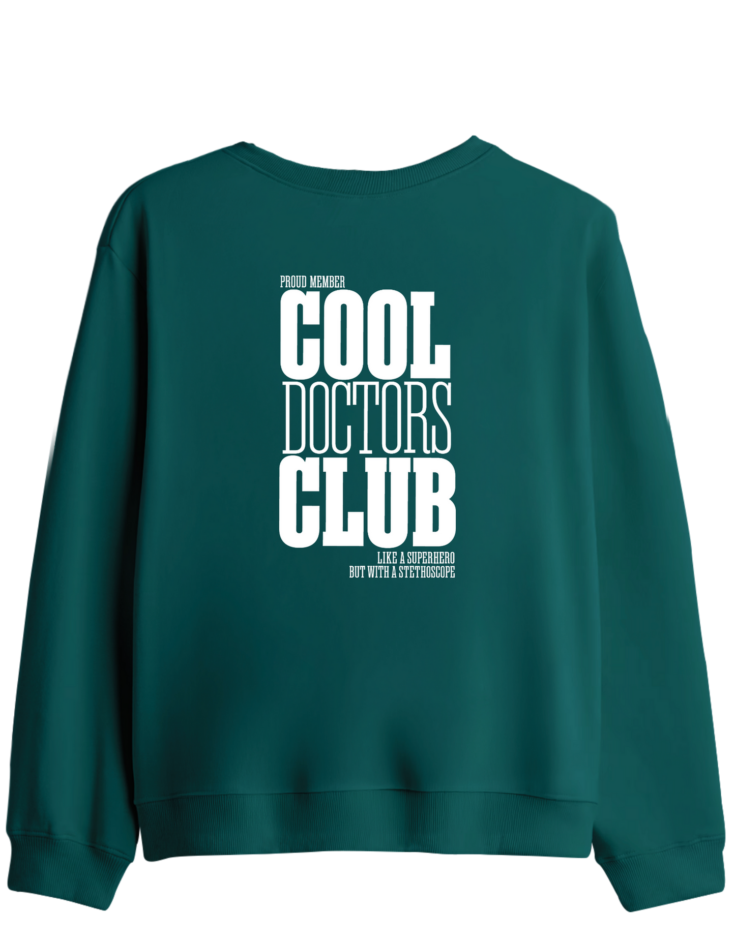 Cool Doctors Club Baskılı Bisiklet Yaka Sweatshirt