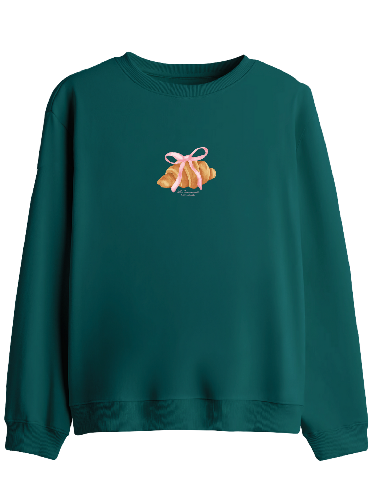 Kruvasan Baskılı Bisiklet Yaka Sweatshirt