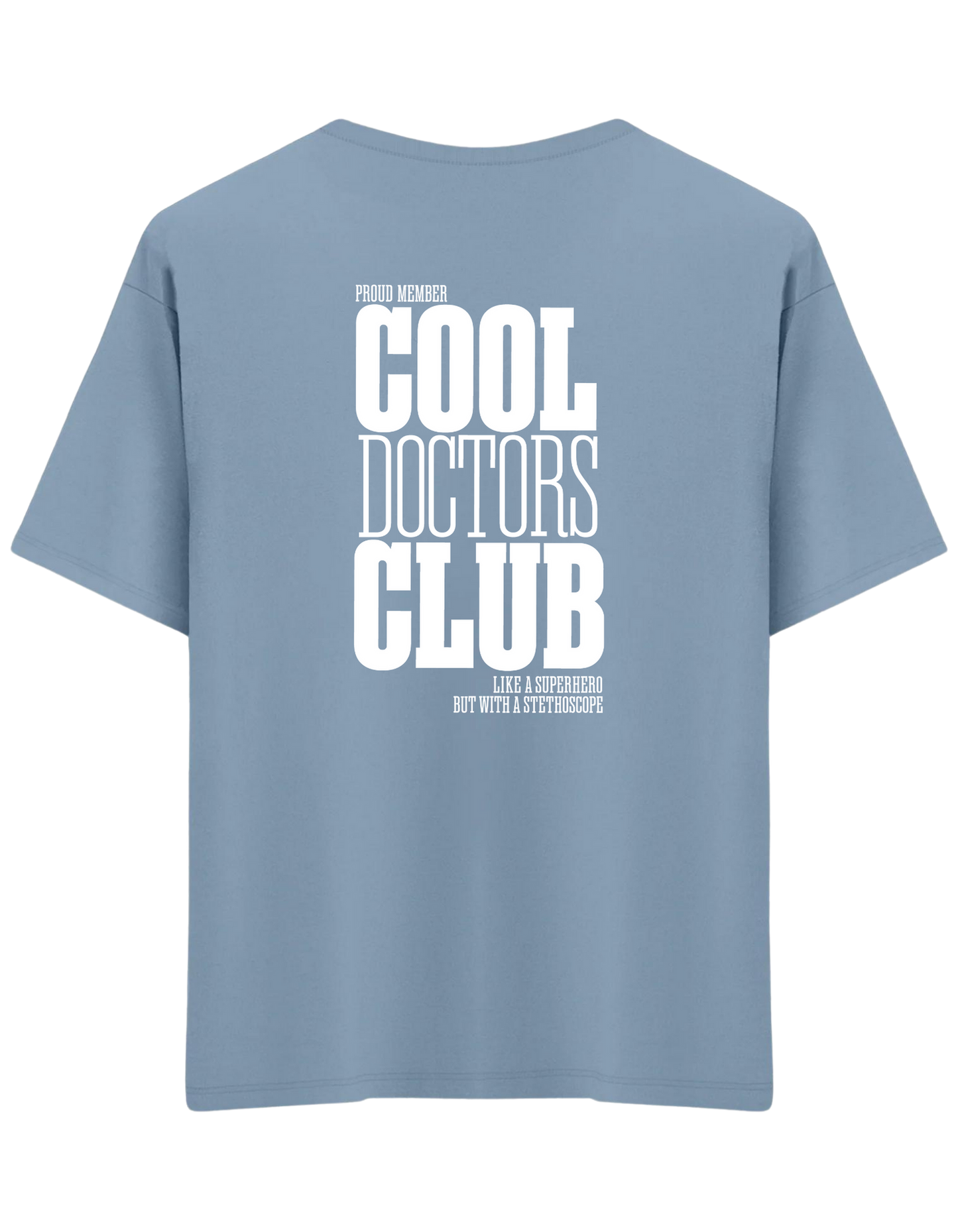 Cool Doctors Club Baskılı Bisiklet Yaka Oversize T-shirt