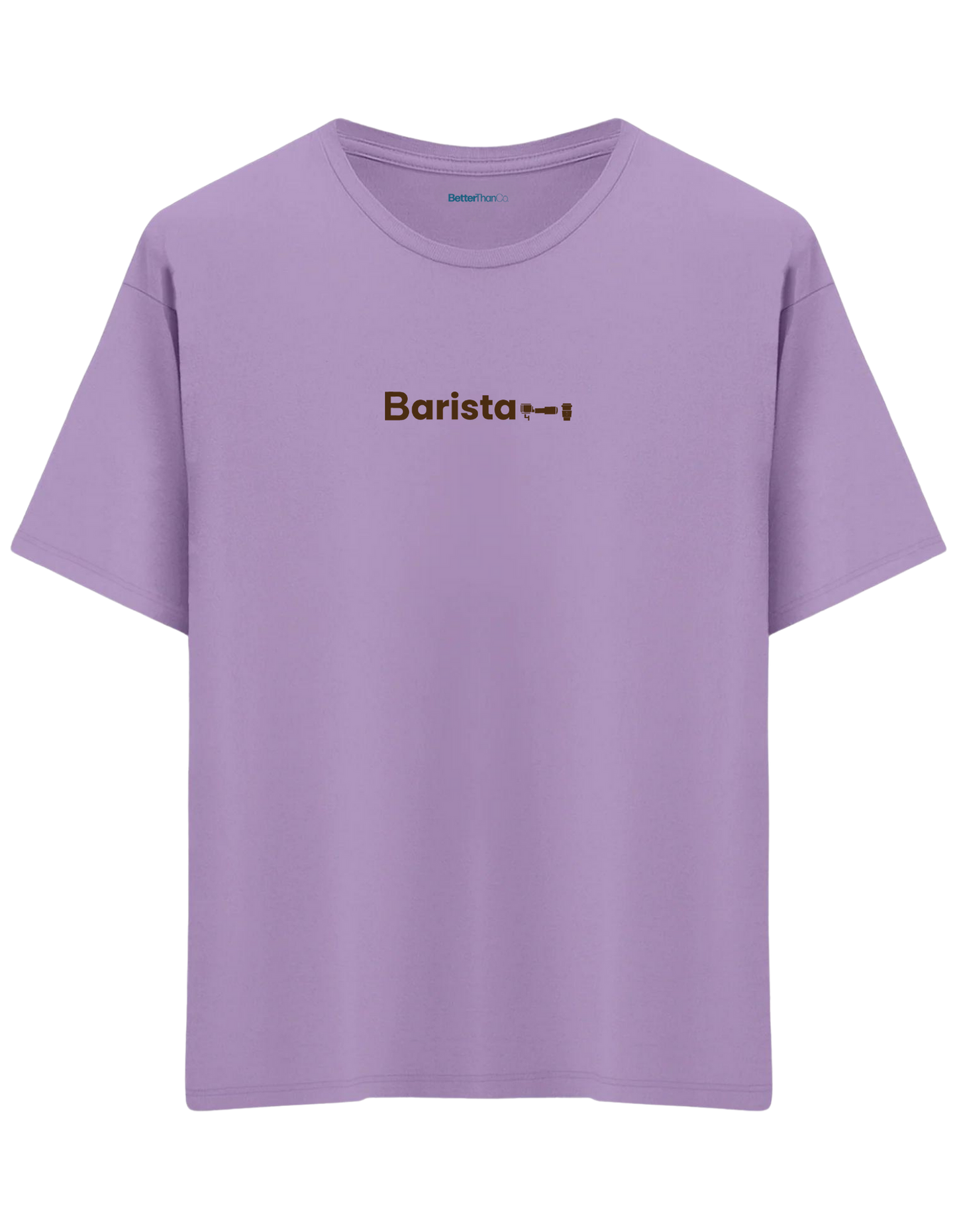 Barista Baskılı Bisiklet Yaka Oversize T-shirt