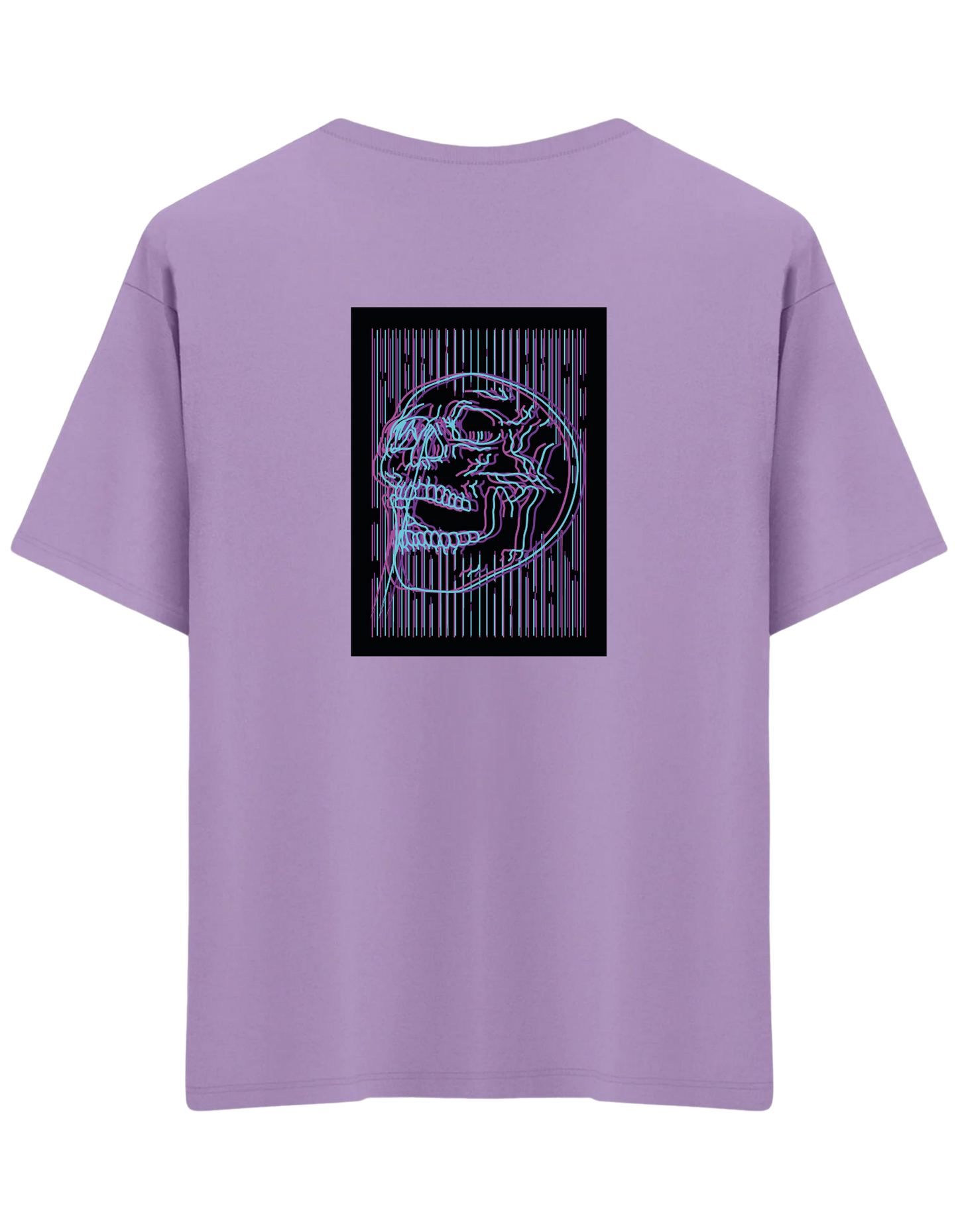 Neon Baskılı Bisiklet Yaka Oversize T-shirt