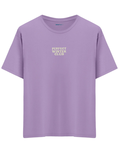 Winter Club Baskılı Bisiklet Yaka Oversize T-shirt