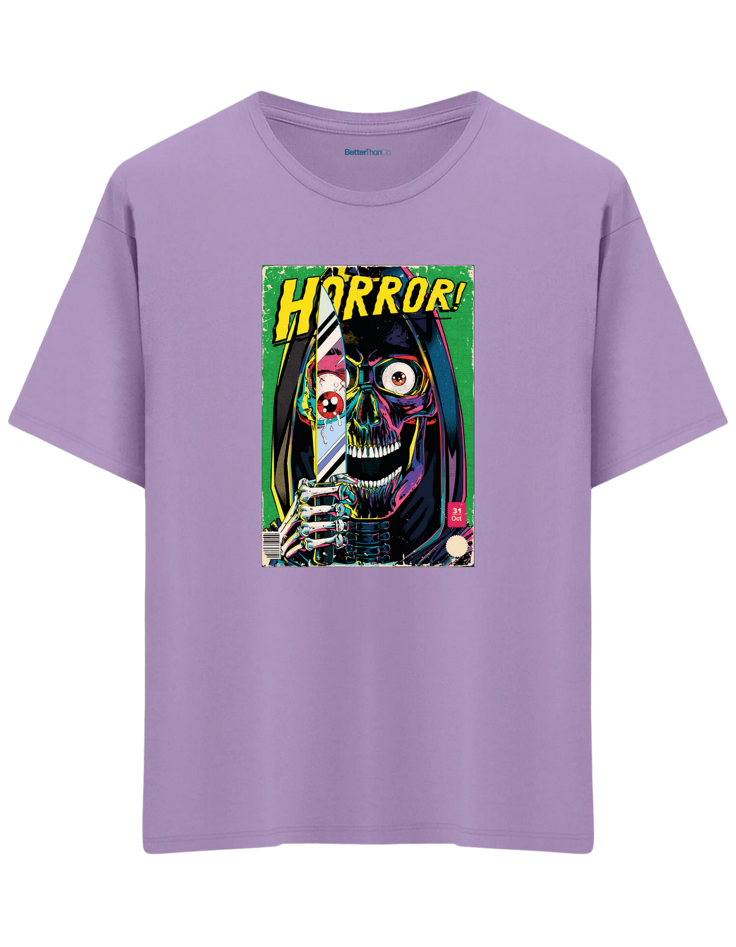Horror Baskılı Bisiklet Yaka Oversize T-shirt