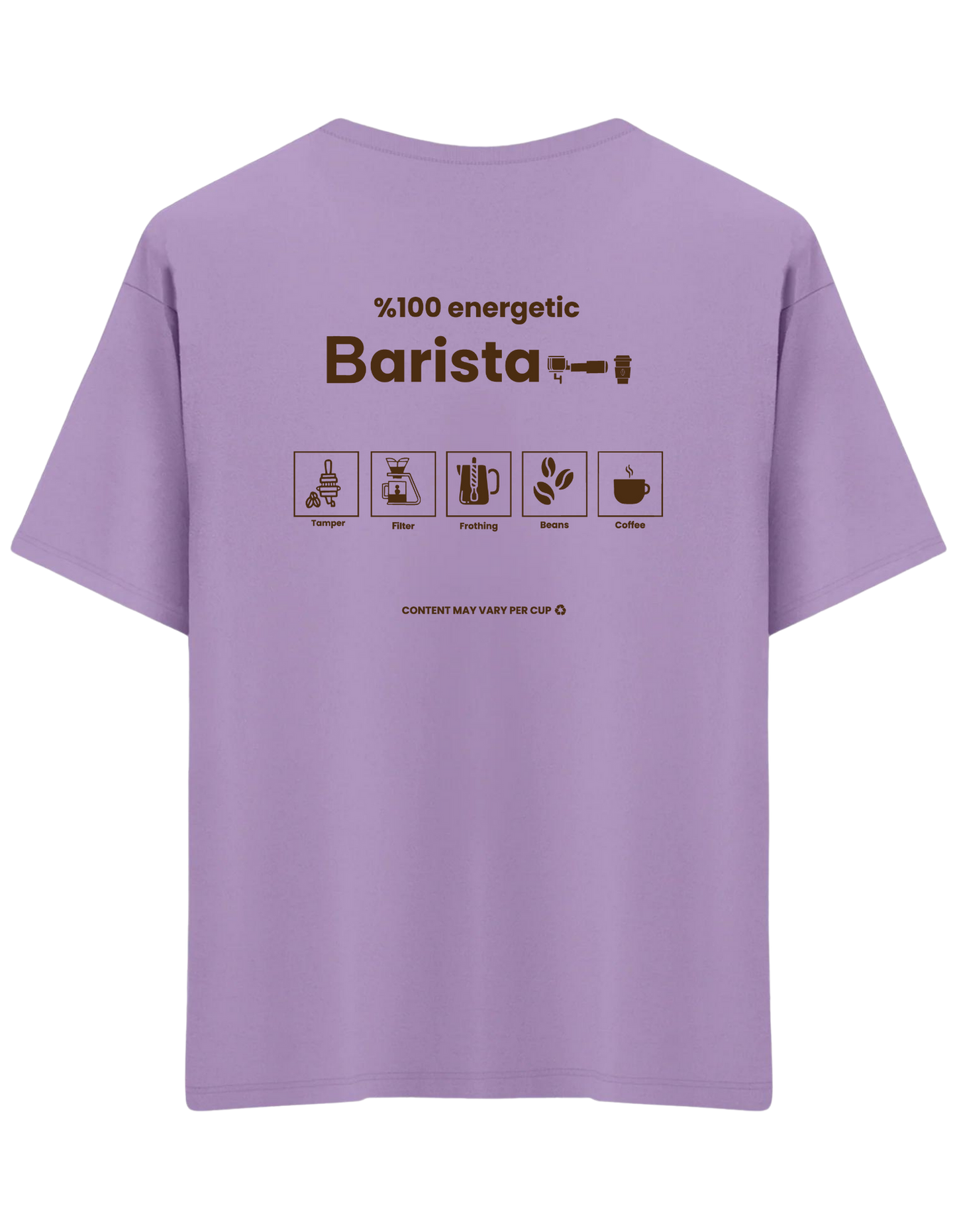 Barista Baskılı Bisiklet Yaka Oversize T-shirt