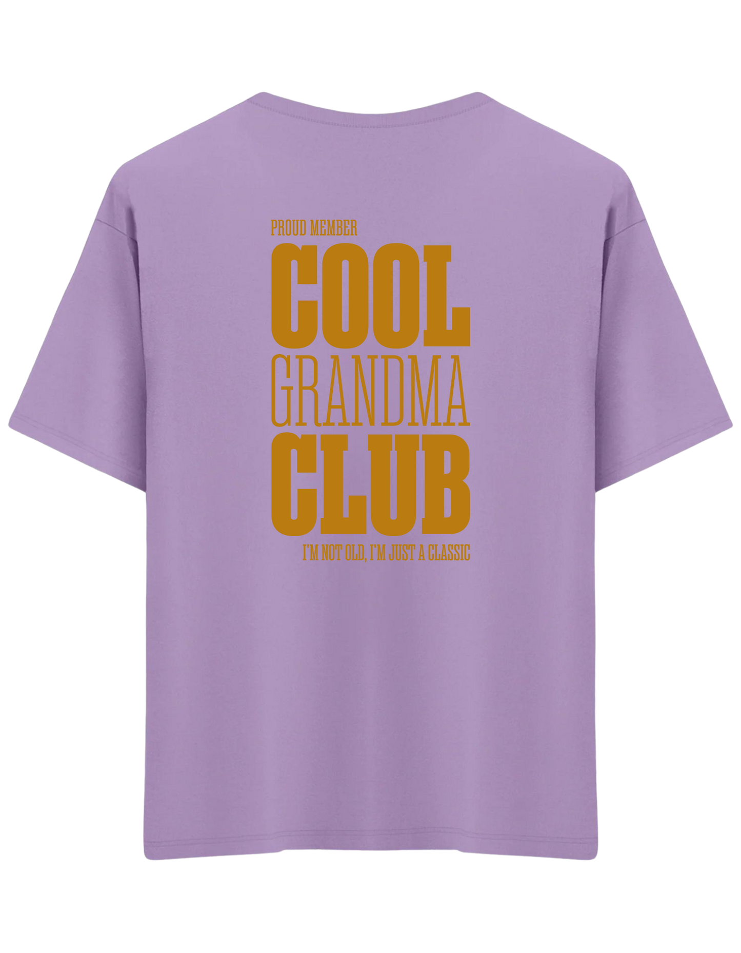 Cool Grandma Club Baskılı Bisiklet Yaka Oversize T-shirt